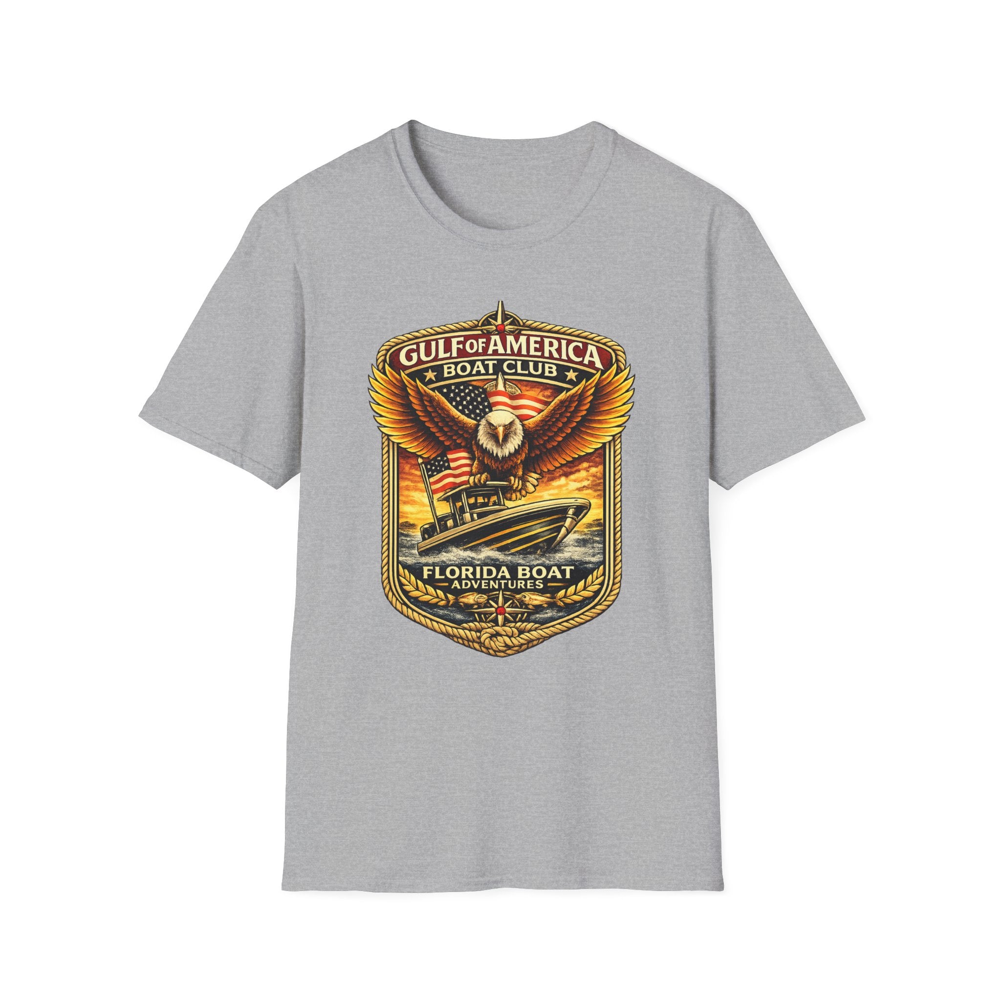 Gulf of America Boat Club Tee | Florida Gulf Coast Boating & Fishing Shirt for Men | Gildan 6400 T-Shirt