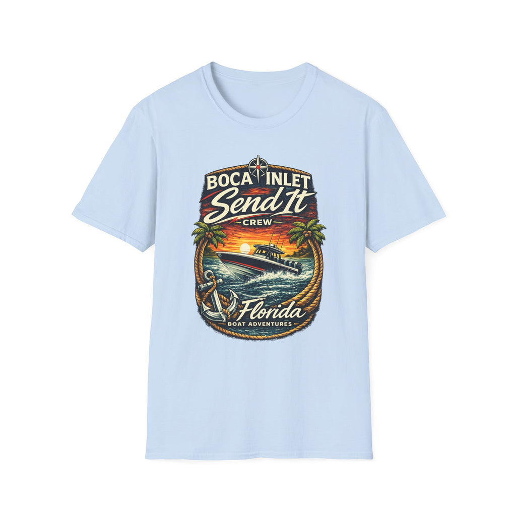 Boca Inlet Coastal Lifestyle Tee | Boca Raton Florida Boating Shirt for Men | Gildan 6400 South Florida T-Shirt