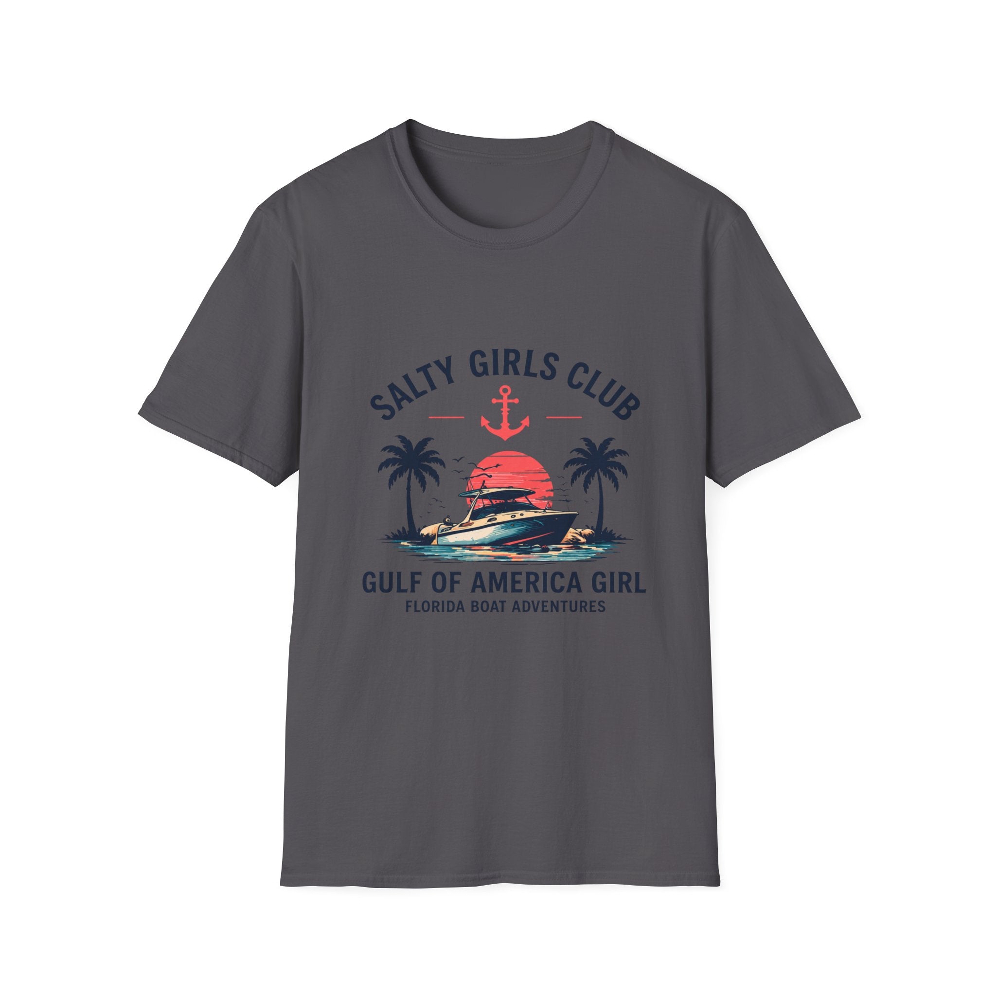 Salty Girls Club Tee | Gulf of America Girl | Florida Boat Adventures Boating Shirt for Women | Gildan 6400 T-Shirt