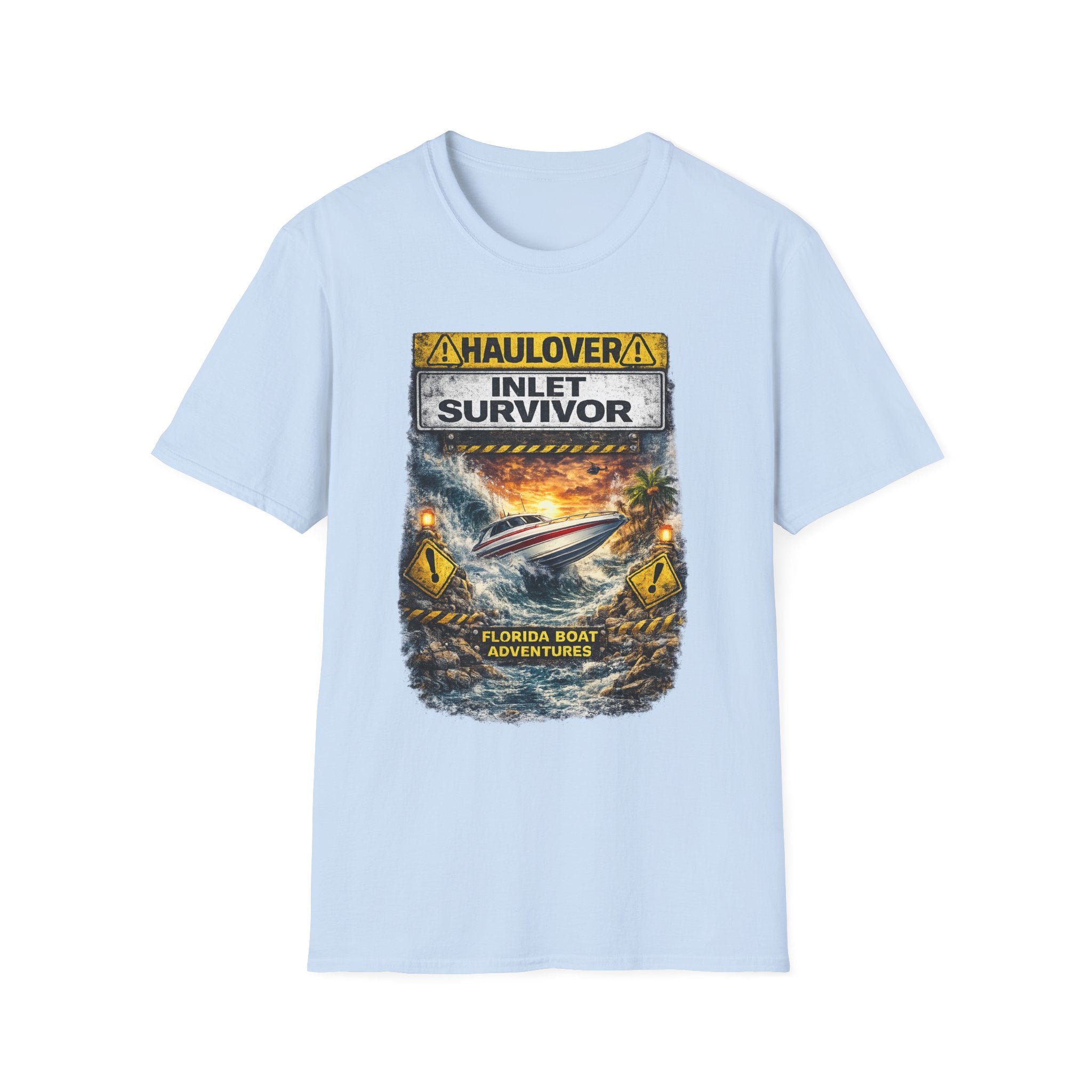 Haulover Inlet Survivor Tee | Miami Florida Boating & Offshore Fishing Shirt for Men | Gildan 6400 South Florida Inlet T-Shirt
