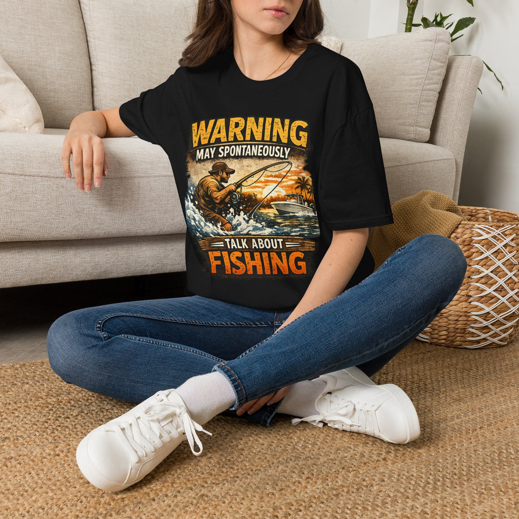 Warning May Spontaneously Talk About Fishing - Funny Fishing T-Shirt