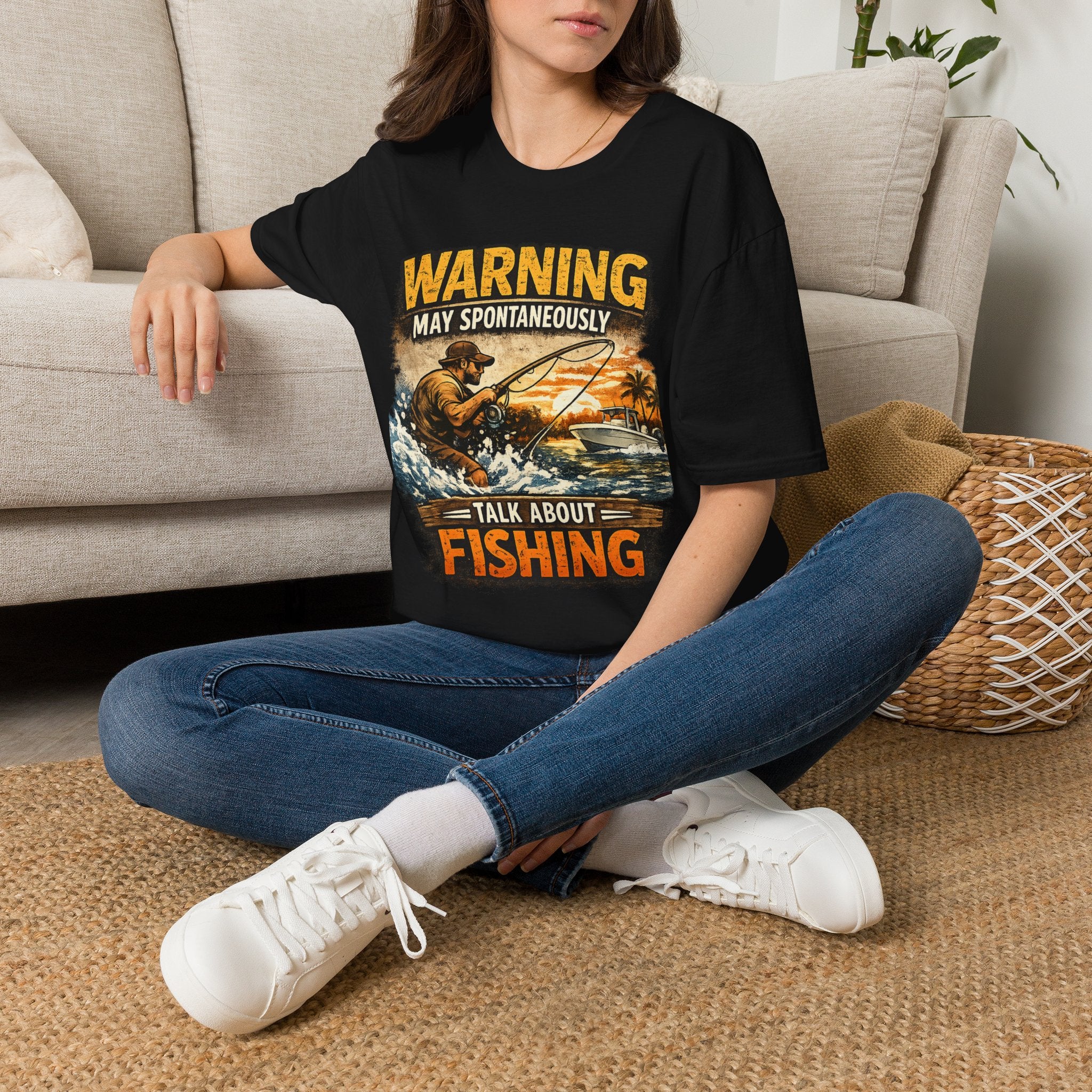 Warning May Spontaneously Talk About Fishing - Funny Fishing T-Shirt