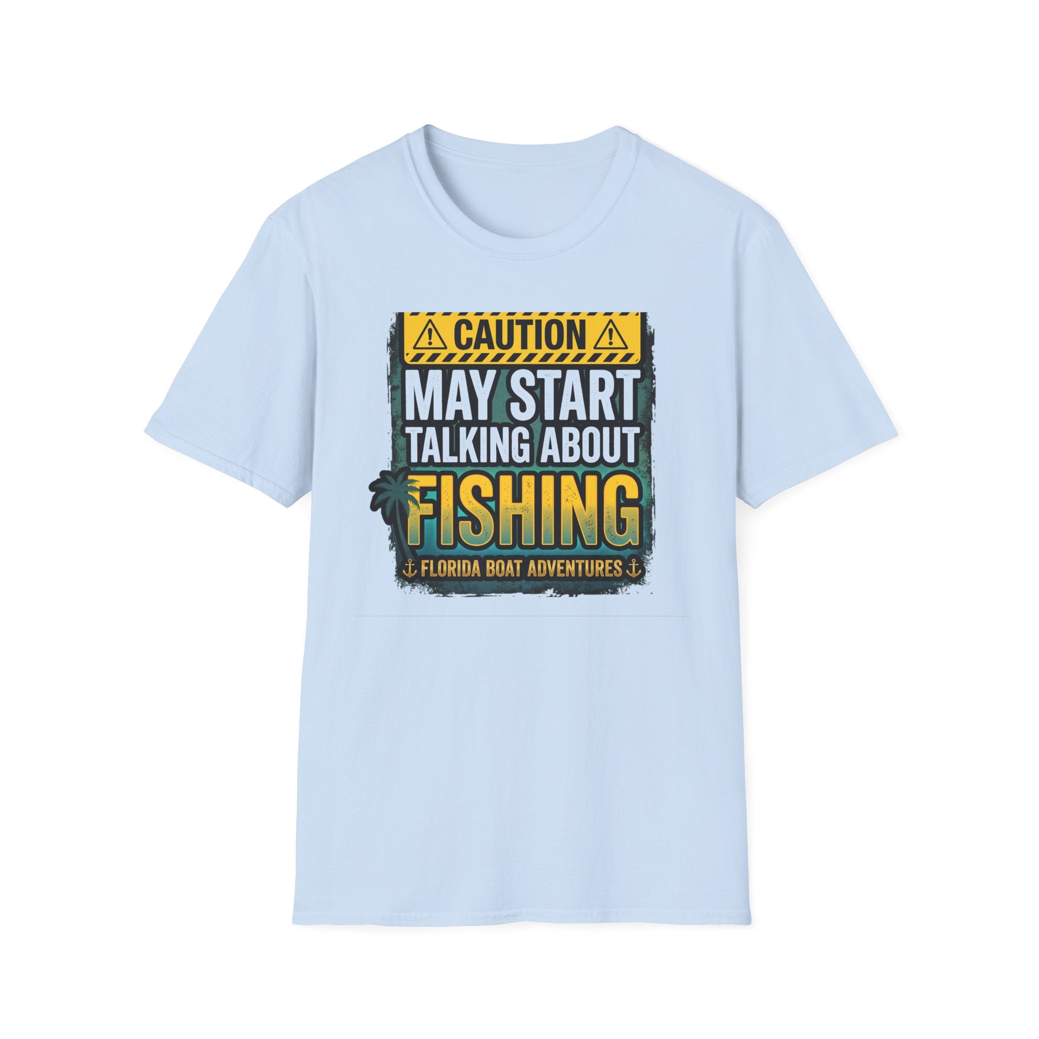 Caution May Start Talking About Fishing - Funny Fishing Warning T-Shirt