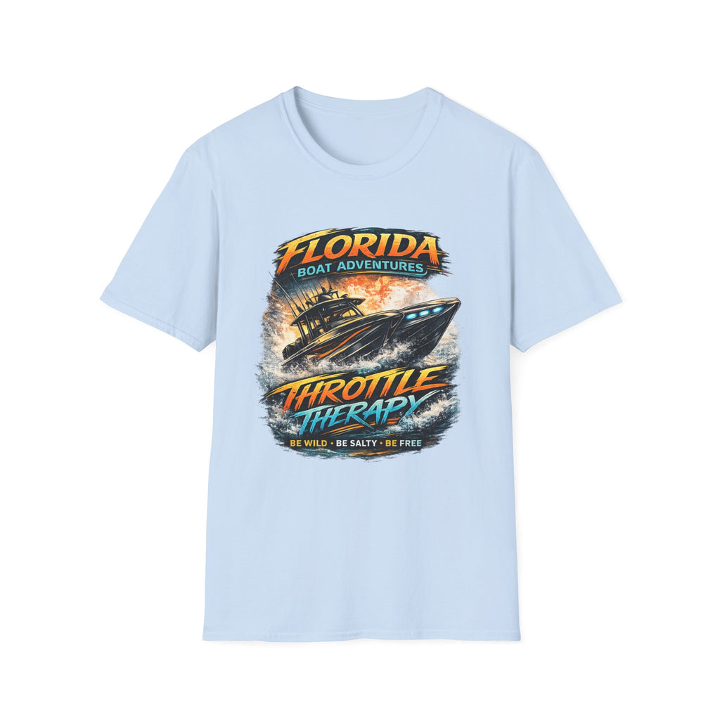 Throttle Therapy Tee | Funny Florida Boating & Offshore Sport Fishing Shirt for Men | Gildan 6400 T-Shirt