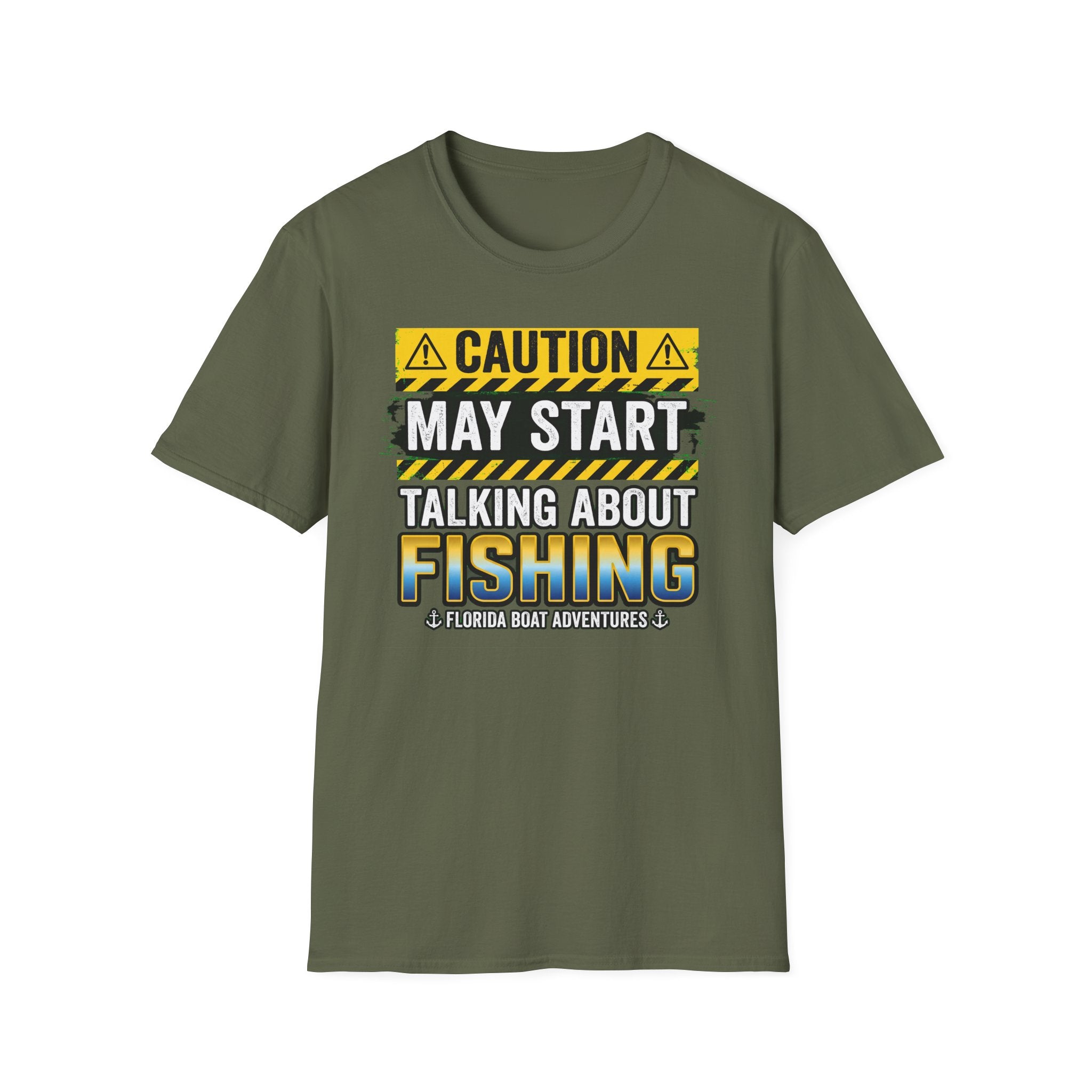 Caution May Start Talking About Fishing - Funny Fishing Warning T-Shirt
