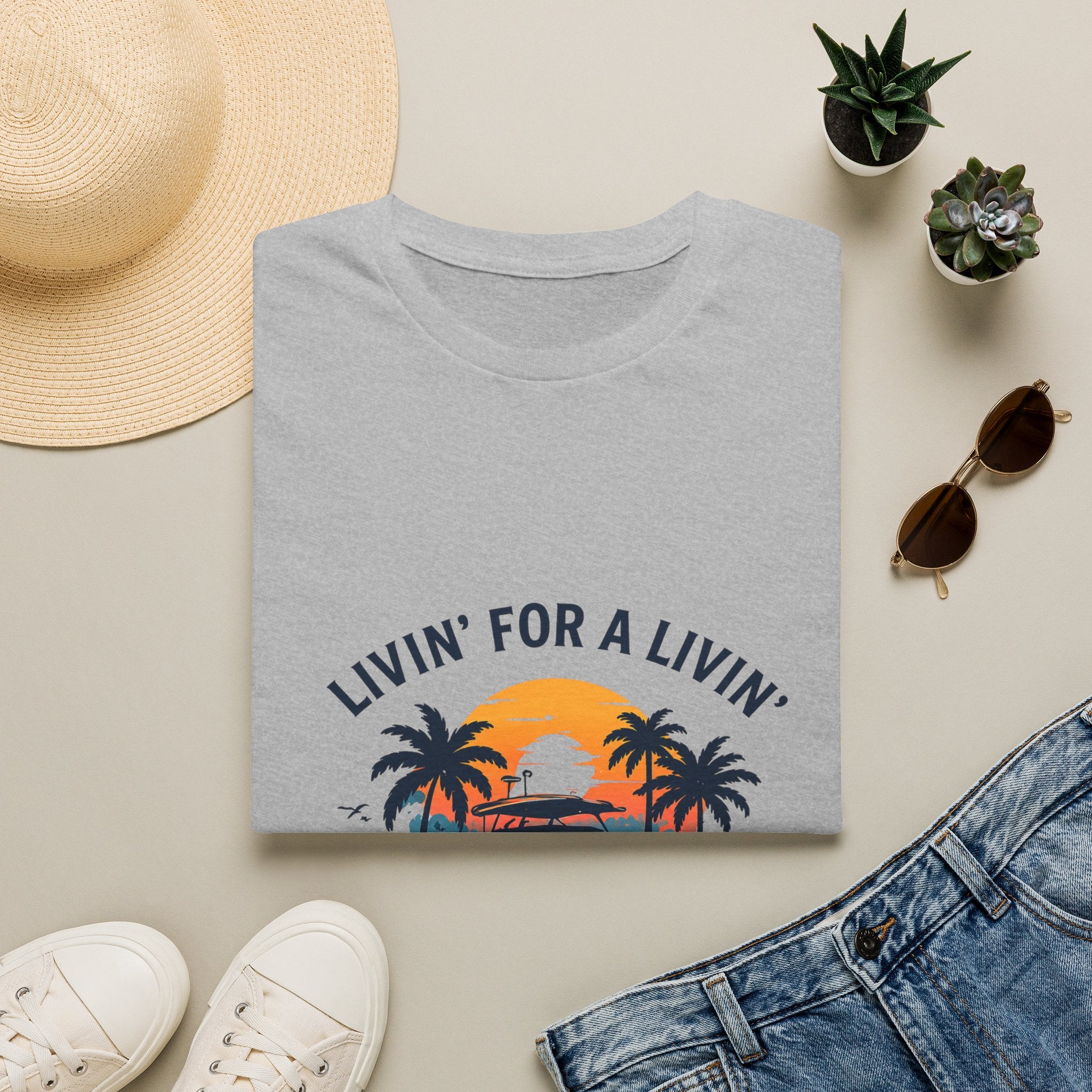 Livin' For A Livin' Tee | Gulf of America Girl | Florida Boat Adventures Boating Shirt for Women | Gildan 6400 T-Shirt