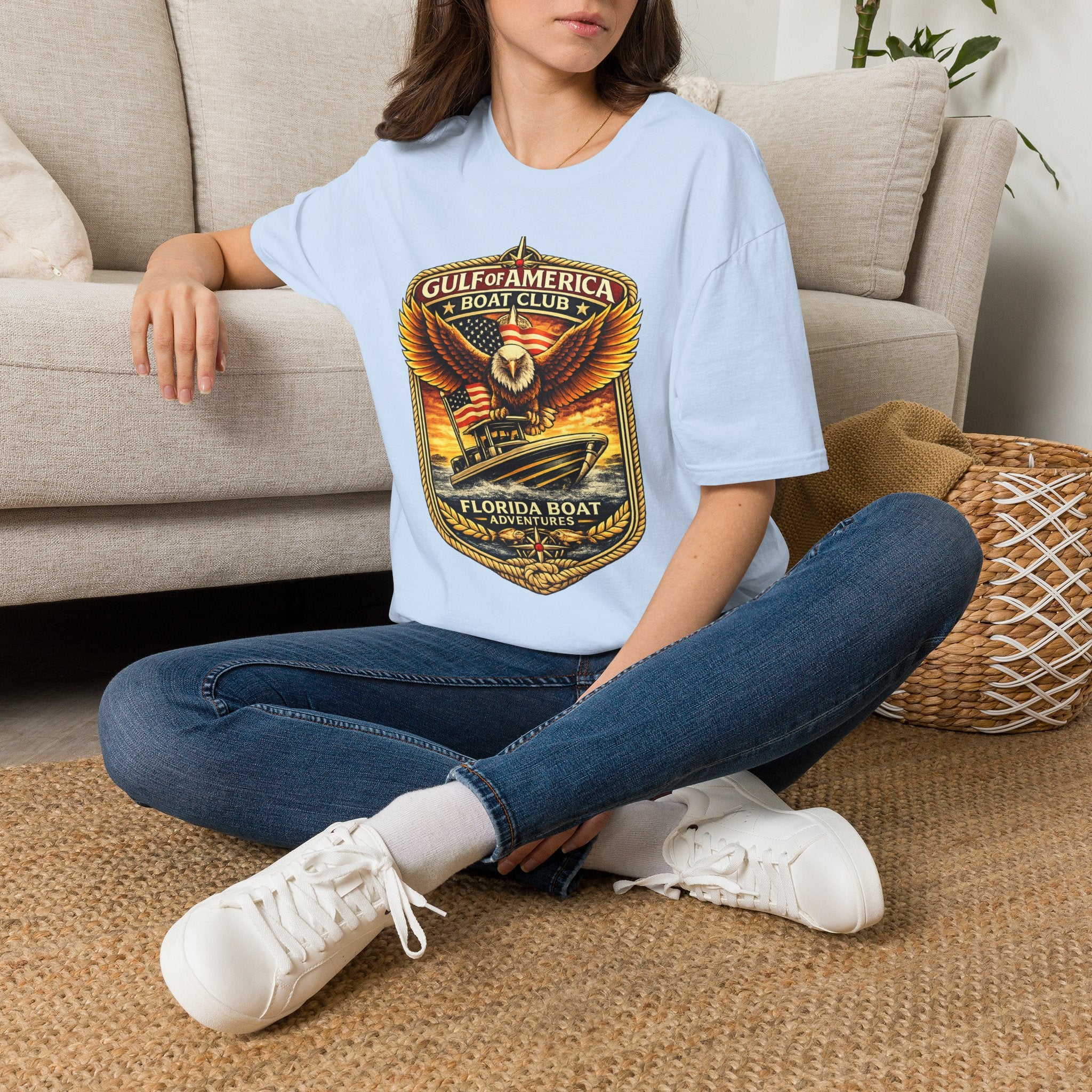 Gulf of America Boat Club Tee | Florida Gulf Coast Boating & Fishing Shirt for Men | Gildan 6400 T-Shirt