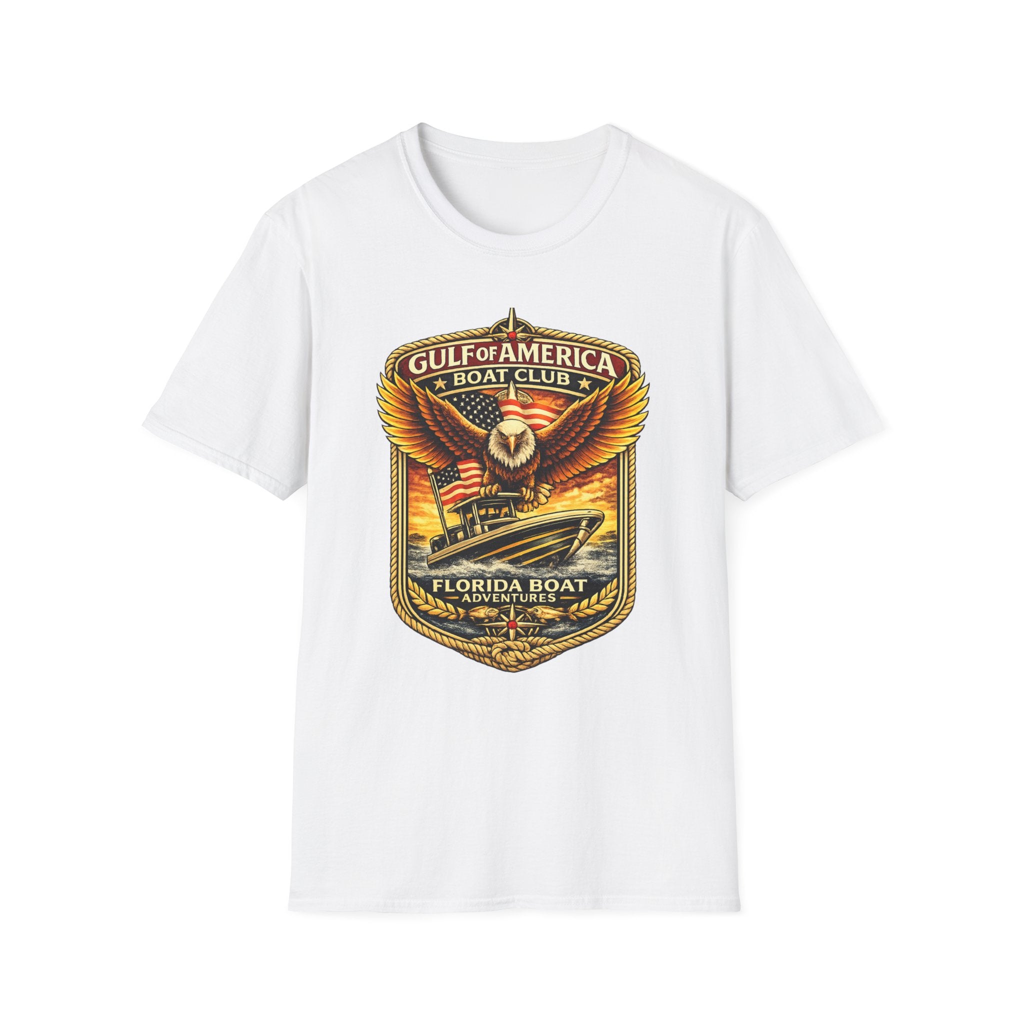 Gulf of America Boat Club Tee | Florida Gulf Coast Boating & Fishing Shirt for Men | Gildan 6400 T-Shirt