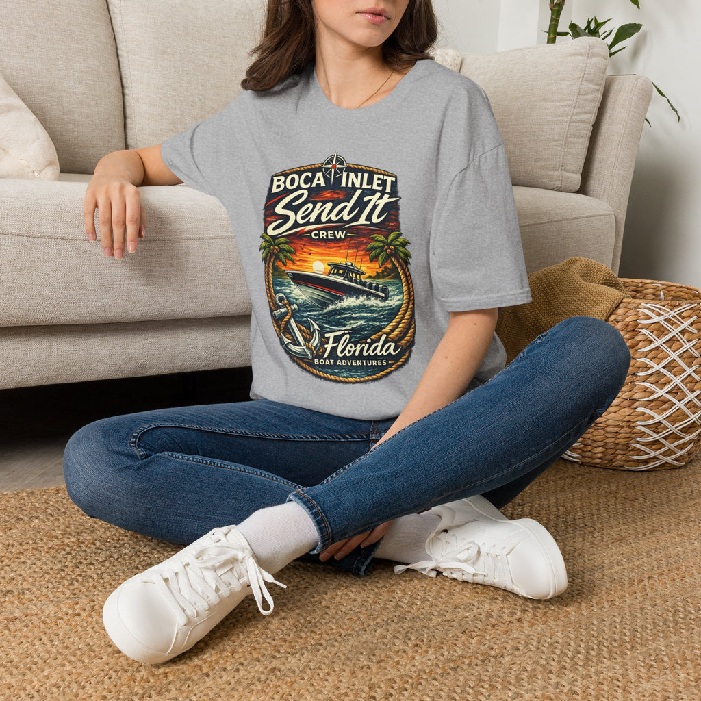Boca Inlet Coastal Lifestyle Tee | Boca Raton Florida Boating Shirt for Men | Gildan 6400 South Florida T-Shirt