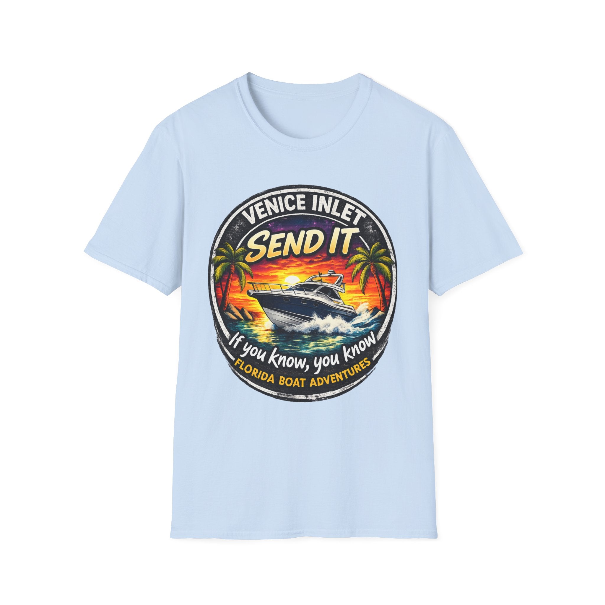 Venice Inlet Florida Tee | Gulf Coast Boating & Offshore Fishing Shirt for Men | Gildan 6400 Venice Florida T-Shirt