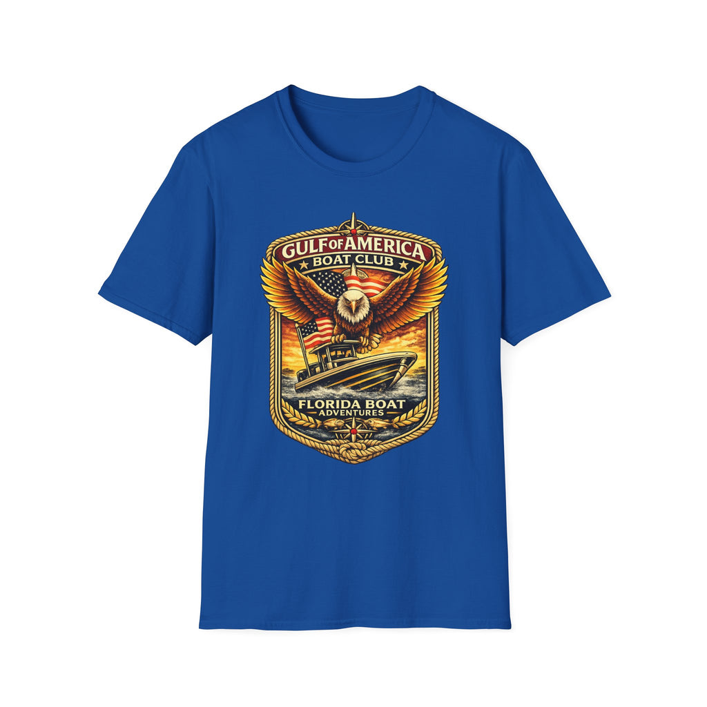 Gulf of America Boat Club Tee | Florida Gulf Coast Boating & Fishing Shirt for Men | Gildan 6400 T-Shirt
