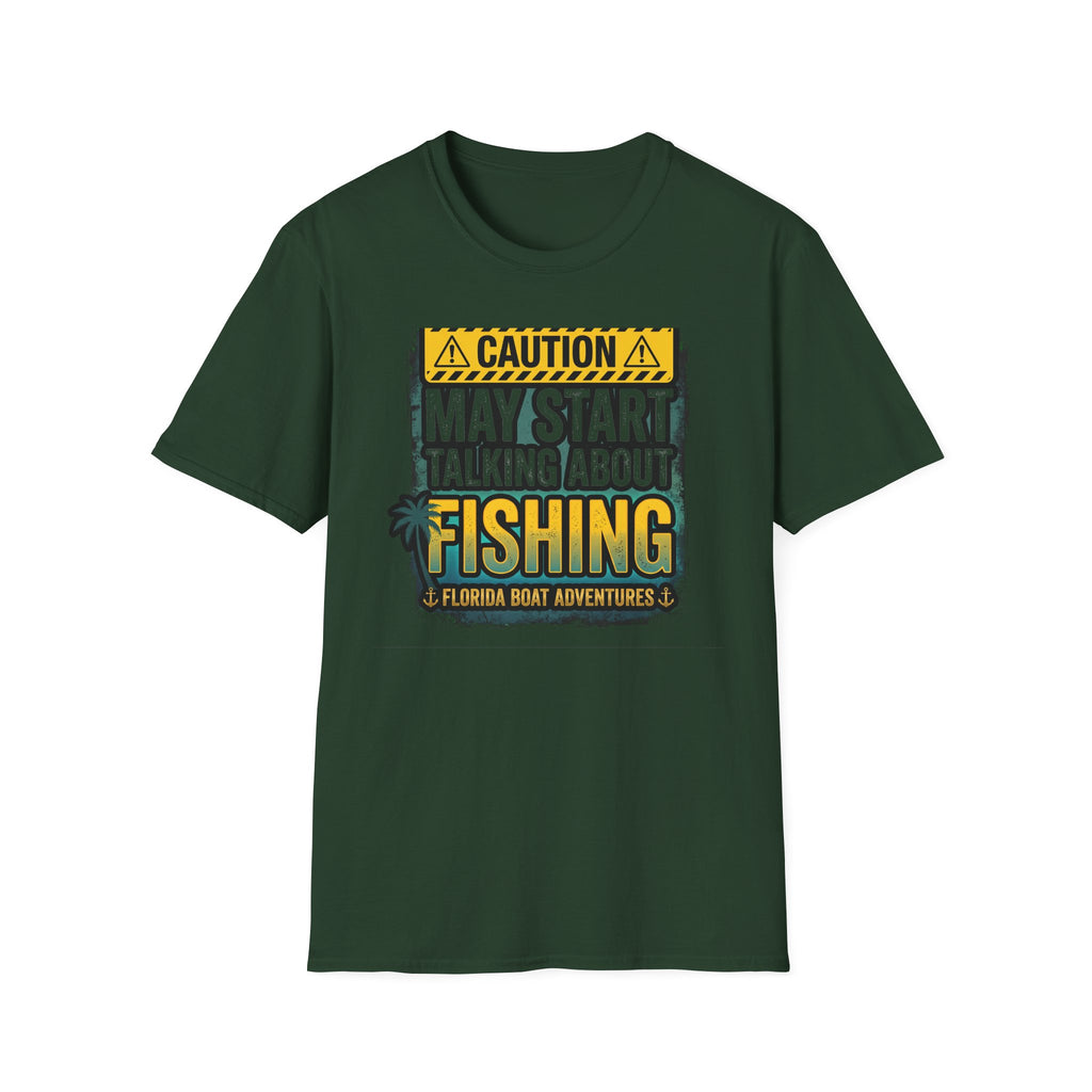 Caution May Start Talking About Fishing - Funny Fishing Warning T-Shirt