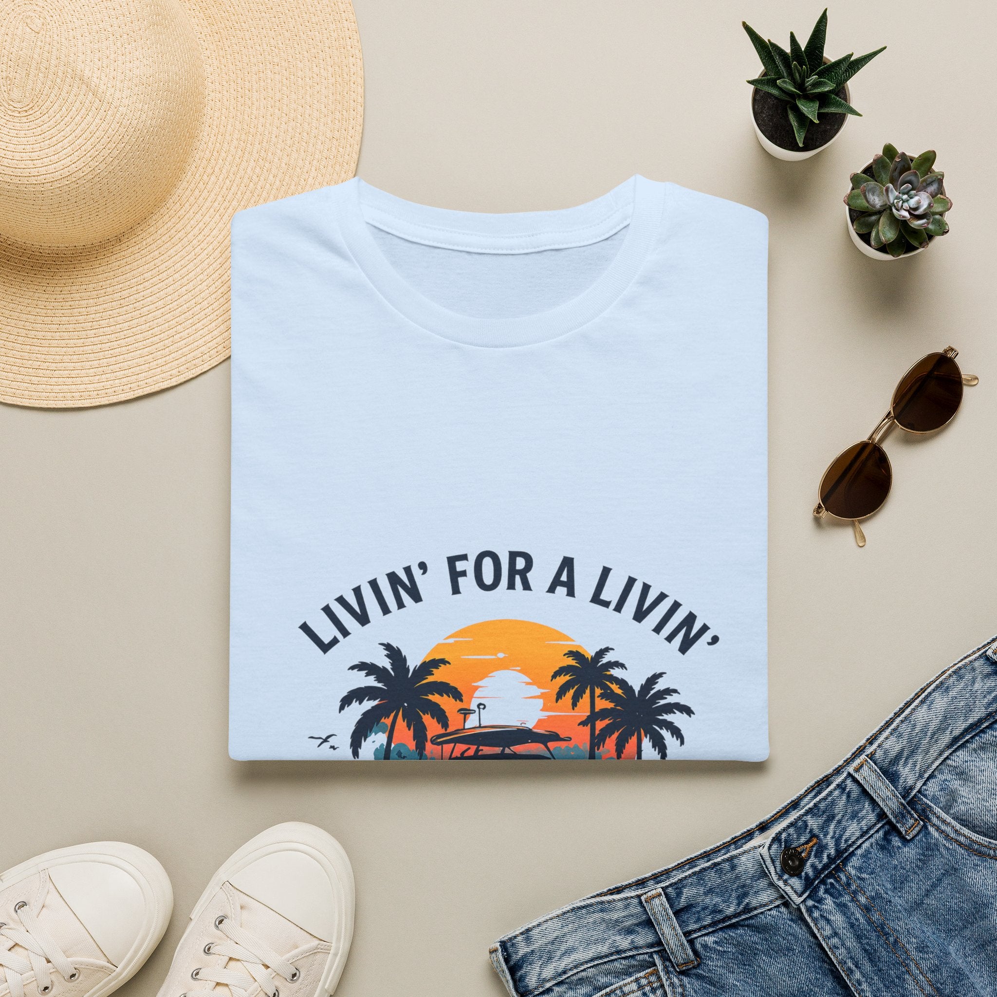 Livin' For A Livin' Tee | Gulf of America Girl | Florida Boat Adventures Boating Shirt for Women | Gildan 6400 T-Shirt