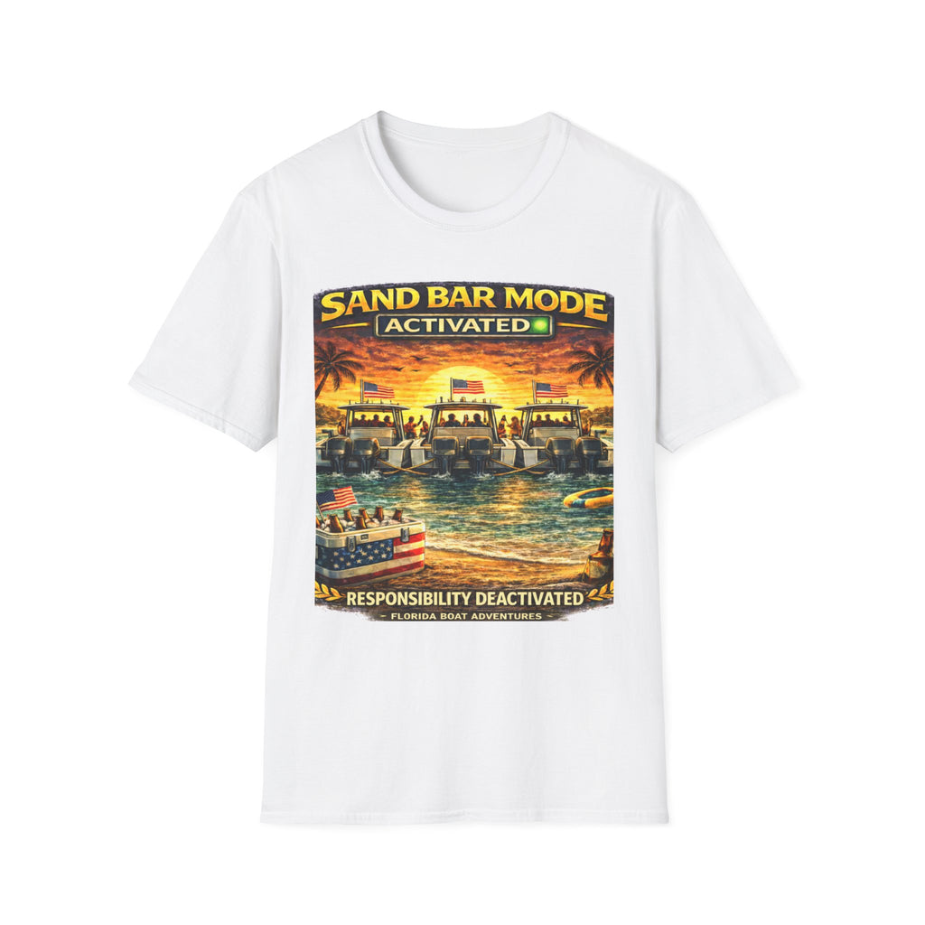 Sandbar Mode Activated Tee | Funny Florida Boating & Sandbar Party Shirt for Men | Gildan 6400 T-Shirt