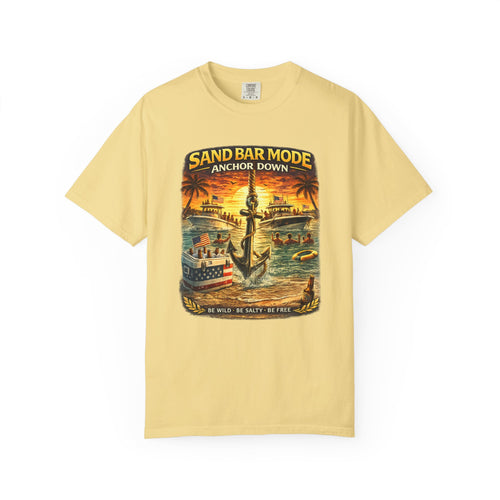 Anchor Down Sandbar Mode Tee | Funny Florida Boating & Sandbar Life Shirt for Men | Comfort Colors 1717 Boat Life T-Shirt
