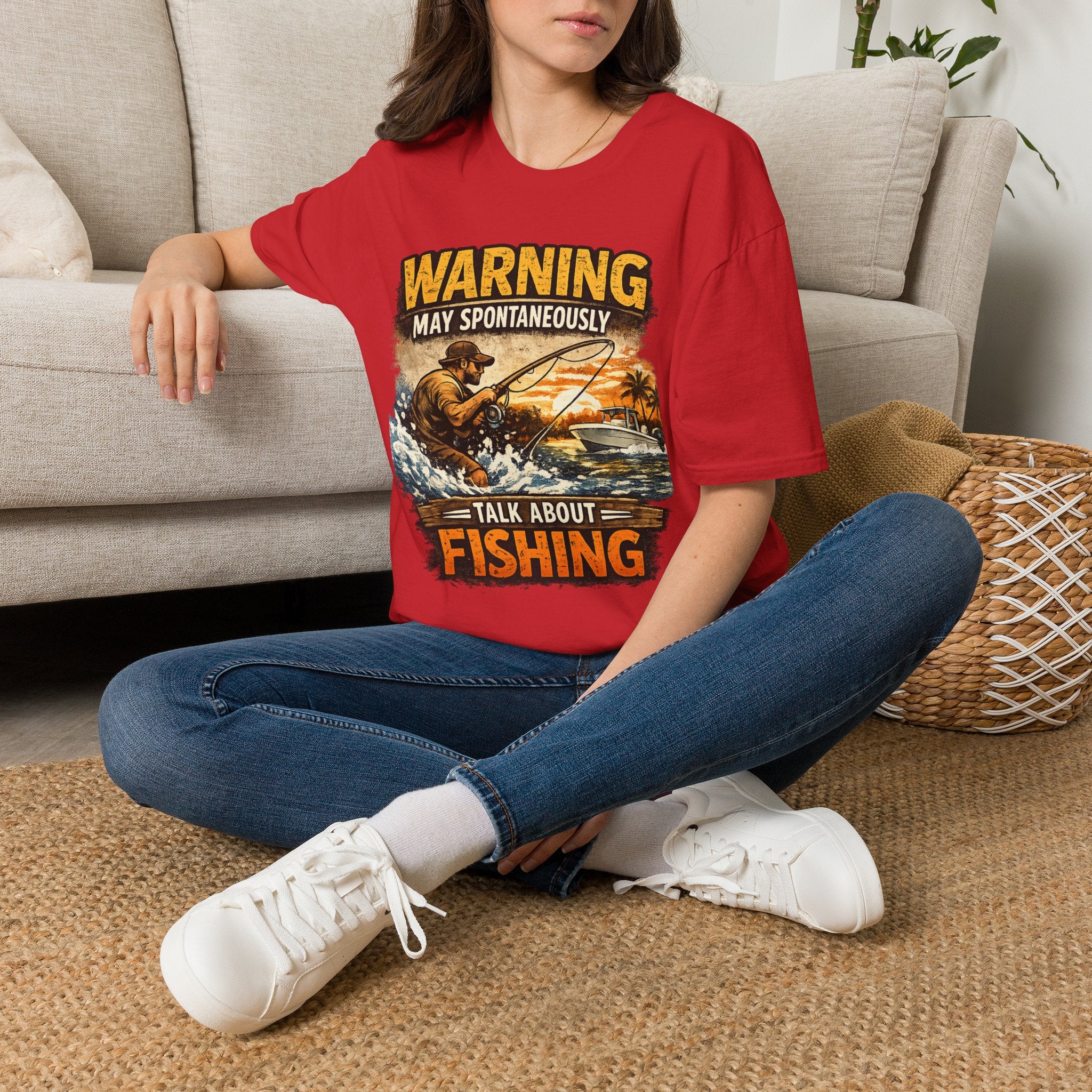 Warning May Spontaneously Talk About Fishing - Funny Fishing T-Shirt