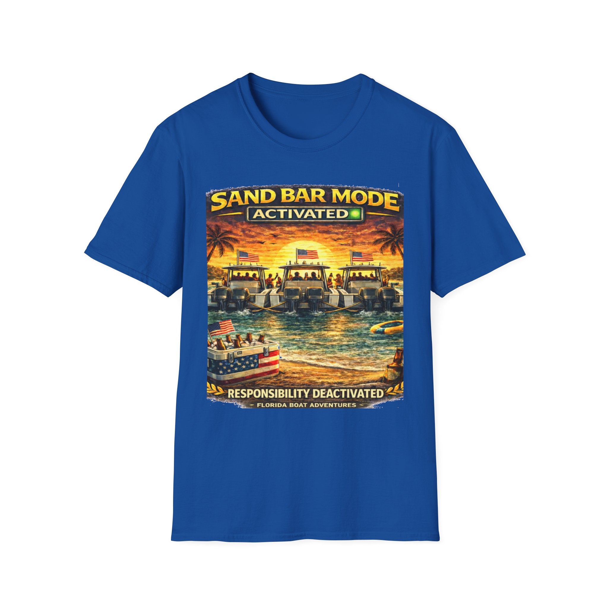 Sandbar Mode Activated Tee | Funny Florida Boating & Sandbar Party Shirt for Men | Gildan 6400 T-Shirt