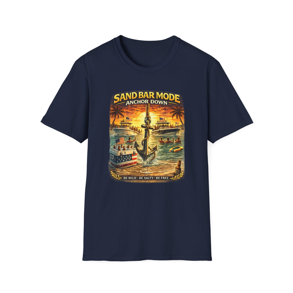 Anchor Down Sandbar Mode Tee | Funny Florida Boating & Sandbar Life Shirt for Men | Gildan 6400 T-Shirt